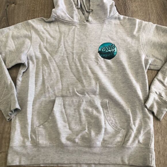 Santa Cruz Original Surf Skate Gray Sweatshirt Hoodie Mens Size Small Blue Logo - Picture 3 of 9